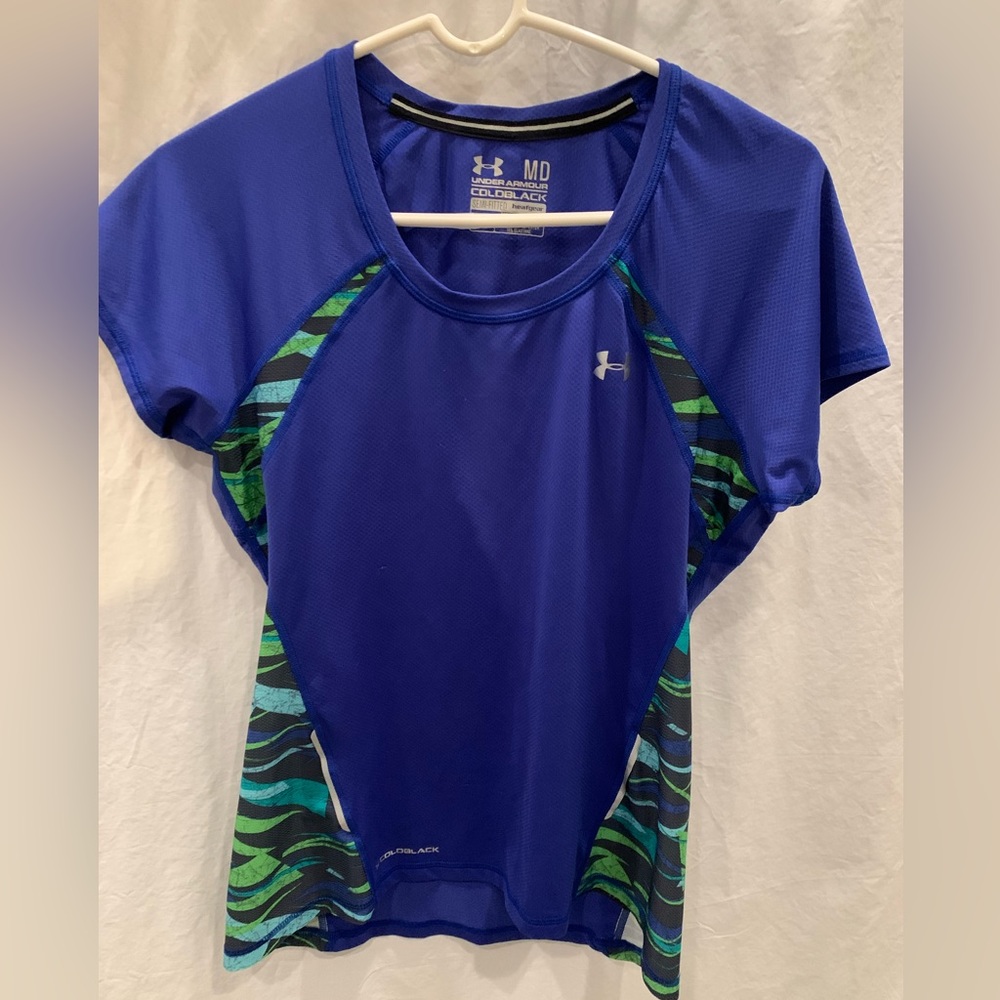 Under Armor Womans Heat Gear Shirt Short Sleeve Size Medium Coldblack Style